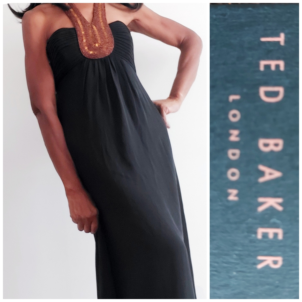 Nwt-Ted Bakerlondon Silk Maxi, Beaded Neckline
